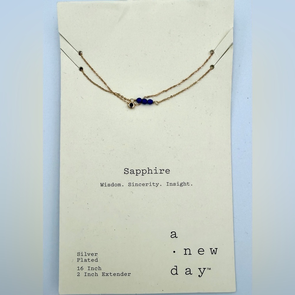 a new day Sapphire Necklace with Gold Accents